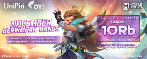 November Berlimpah Bonus dari OY! Indonesia dan UniPin – Top Up MLBB Dapatkan Cashback 10rb dan Skin Grand Collection Popol and Kupa